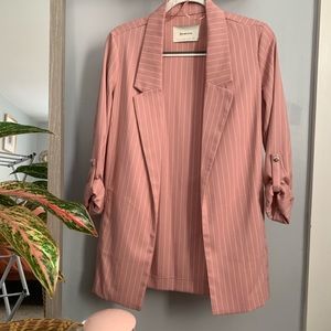 Stradivarius pink striped long blazer